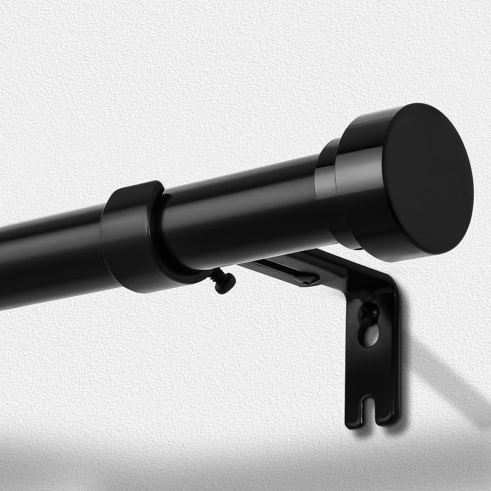 Barra de cortina negra 121-213 cm, aleación de aluminio de 25 mm de diámetro, capacidad de carga máxima de 15 kg, barra de cortina extensible para dormitorio, salón, puerta corredera de cristal