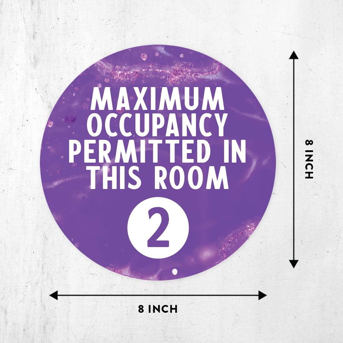 Andaz Press Building Bathroom Office Social Distancing Maximum Occupancy In Room 2 Persons Business Signs, 50 Labels, 10-Pack 8" Round Labels + 40-Pack 2" Circle Vinyl Sticker Decals