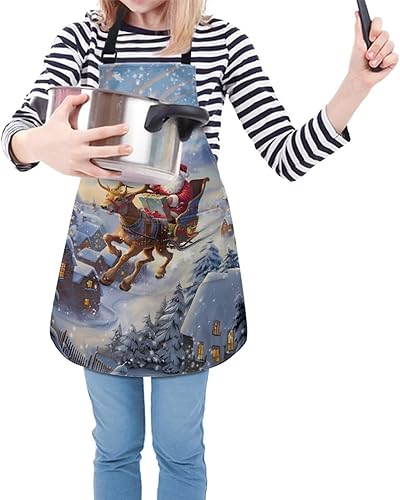 Vista 39 de doginthehole Delantal para niños con bolsillo para niños y niñas, delantales de chef ajustables con 2 bolsillos para cocinar, pintar