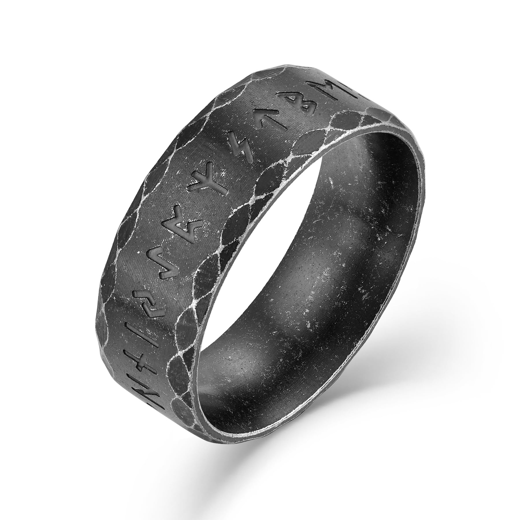 Wisbal Viking Band Rings for Men, Norse Rings for Men, Raven Runes Ring Bands for Men,Size7-13
