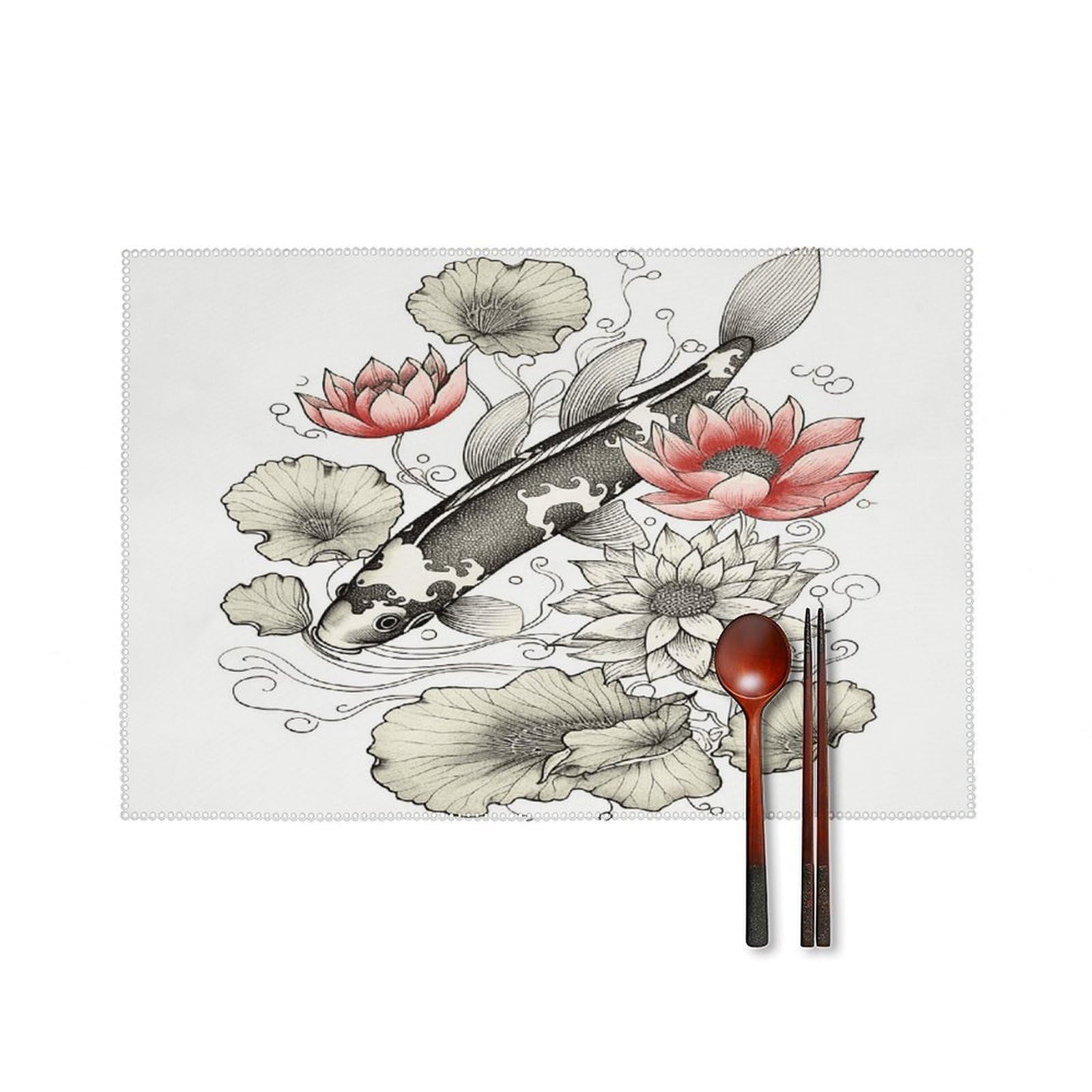 Fodpand Style Fish Japanese Carp Placemats Set Of 4 Place Mats Table Mats
