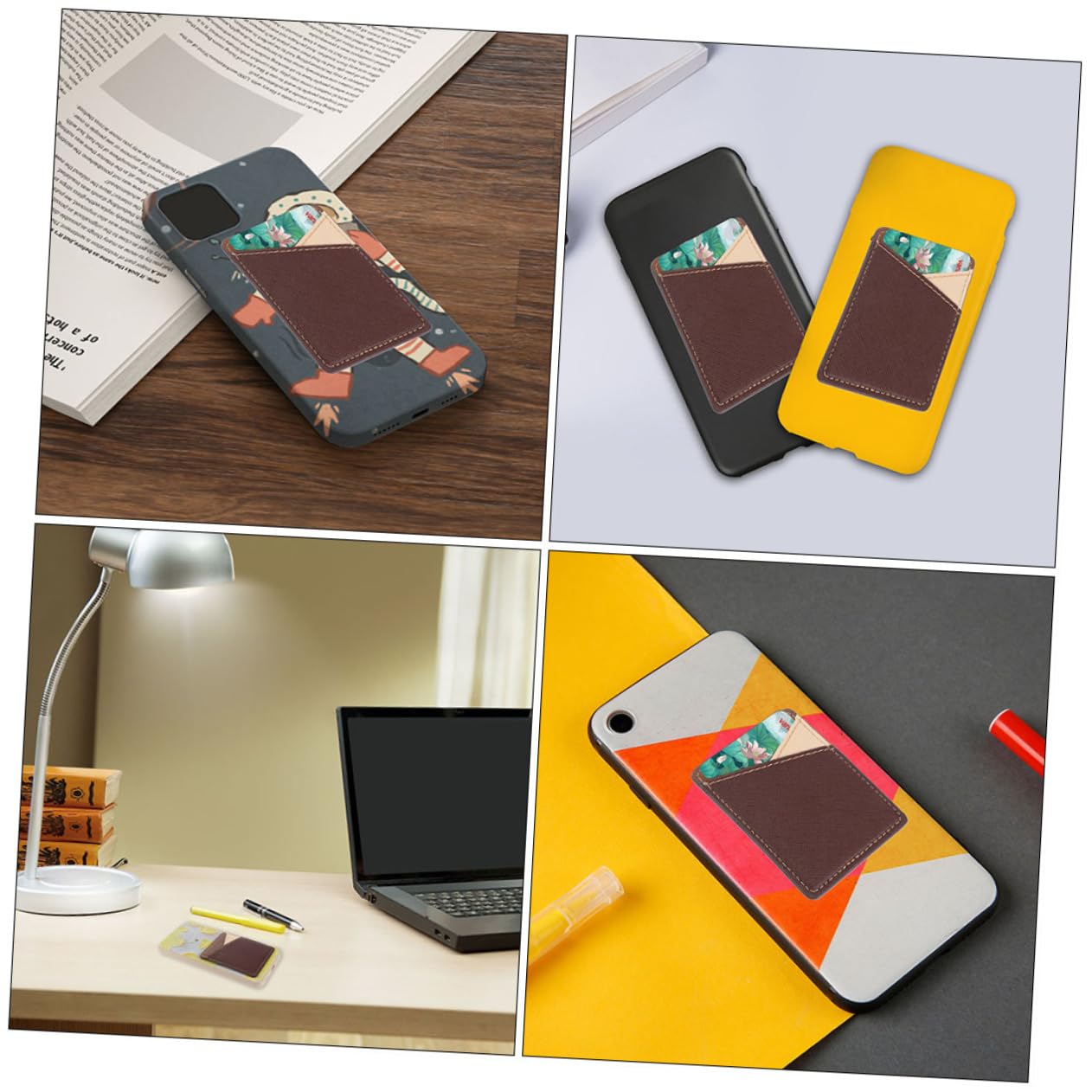 Angoily Pu Leather Phone Case Card Holder Adhesive Cards Pocket Sticky Pocket Lightweight for Phone