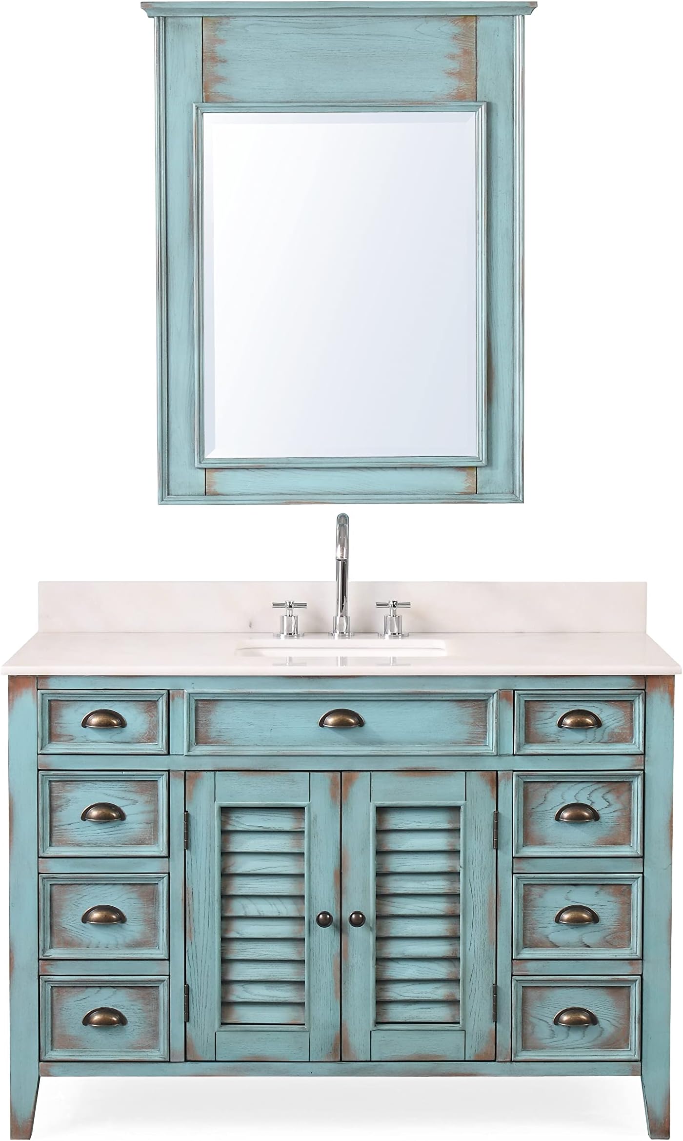 Benton Collection 42" Distress Blue Abbeville Bathroom Sink Vanity CF