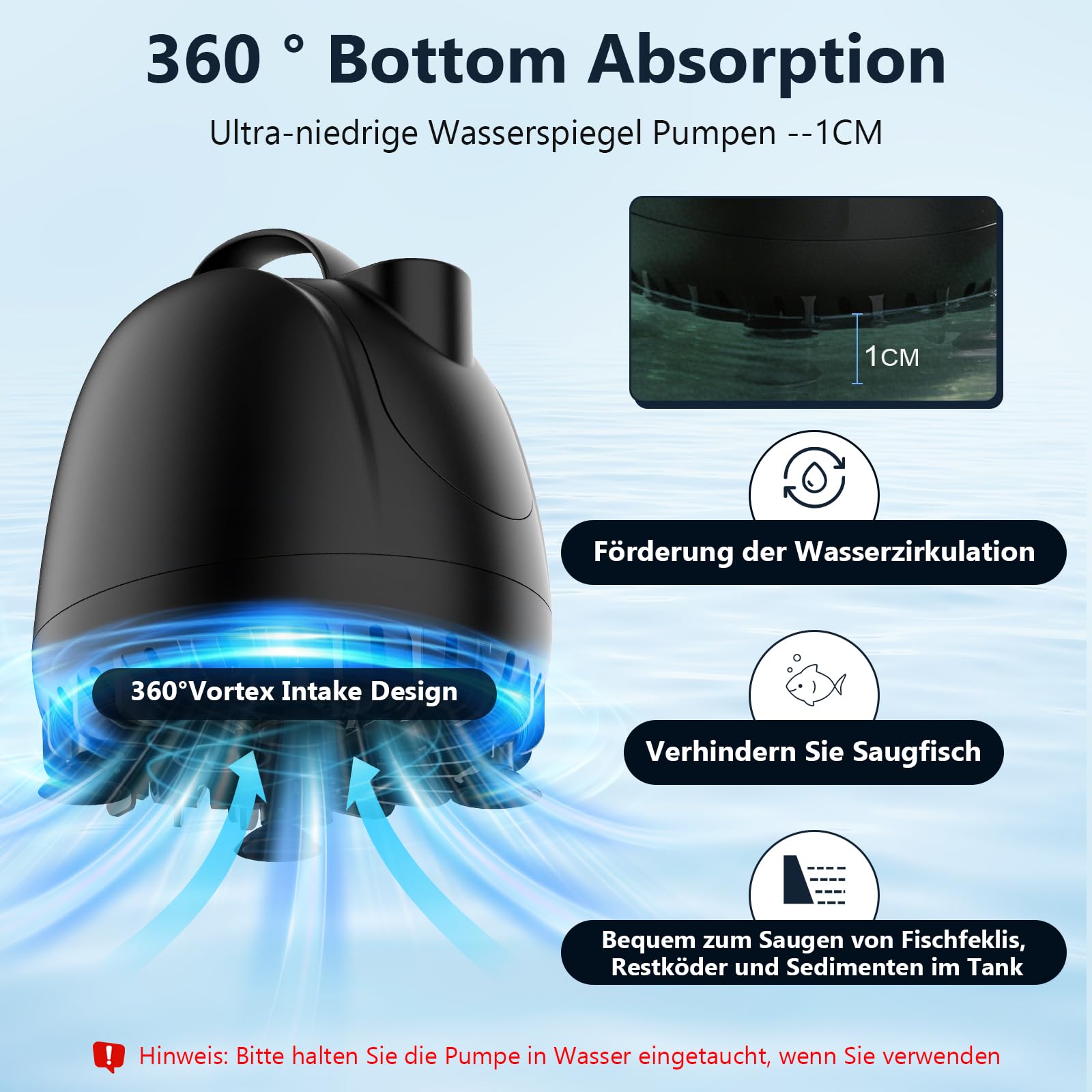 hygger Pompe à Eau Submersible 100W 4000L/H Ultra Silencieuse Pomp Fontaine