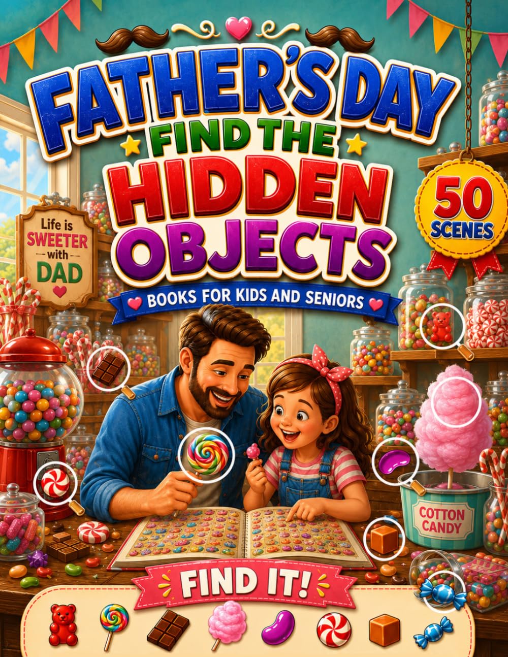Father's Day Find the Hidden Objects Book for Kids and Seniors: 50 Heartwarming Puzzles That Bring Fathers, Kids, and Seniors Together for Quality Time.