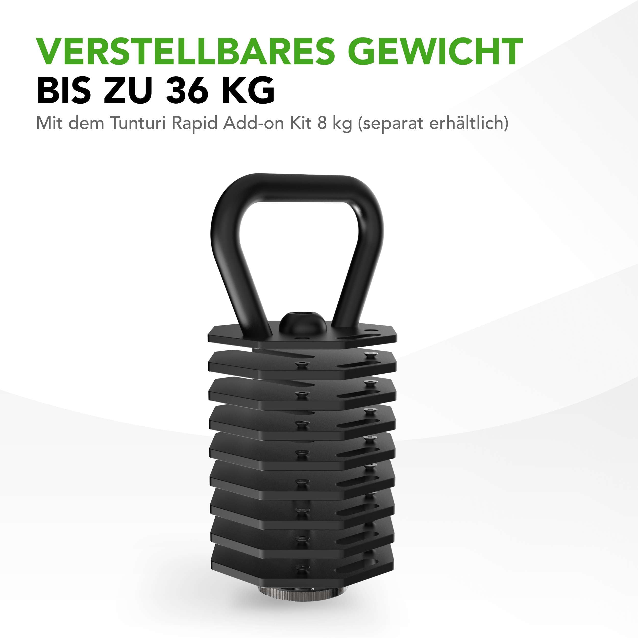 Tunturi Rapid Verstellbare Kettlebell – 3,5-kg-Kettlebellset – Verstellbar von 2,5 bis 3.5 kg – 2 Kettlebells in einem – Gewichteset für das Homegym