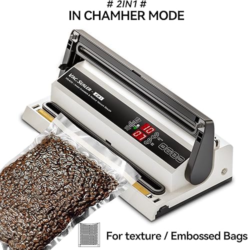 Miniatura 2 de BOURGE CHEF BC-MS4OO - Máquina selladora al vacío comercial para envasado de alimentos 2 en 1 de 158 pulgadas modo automático y manual diseño de