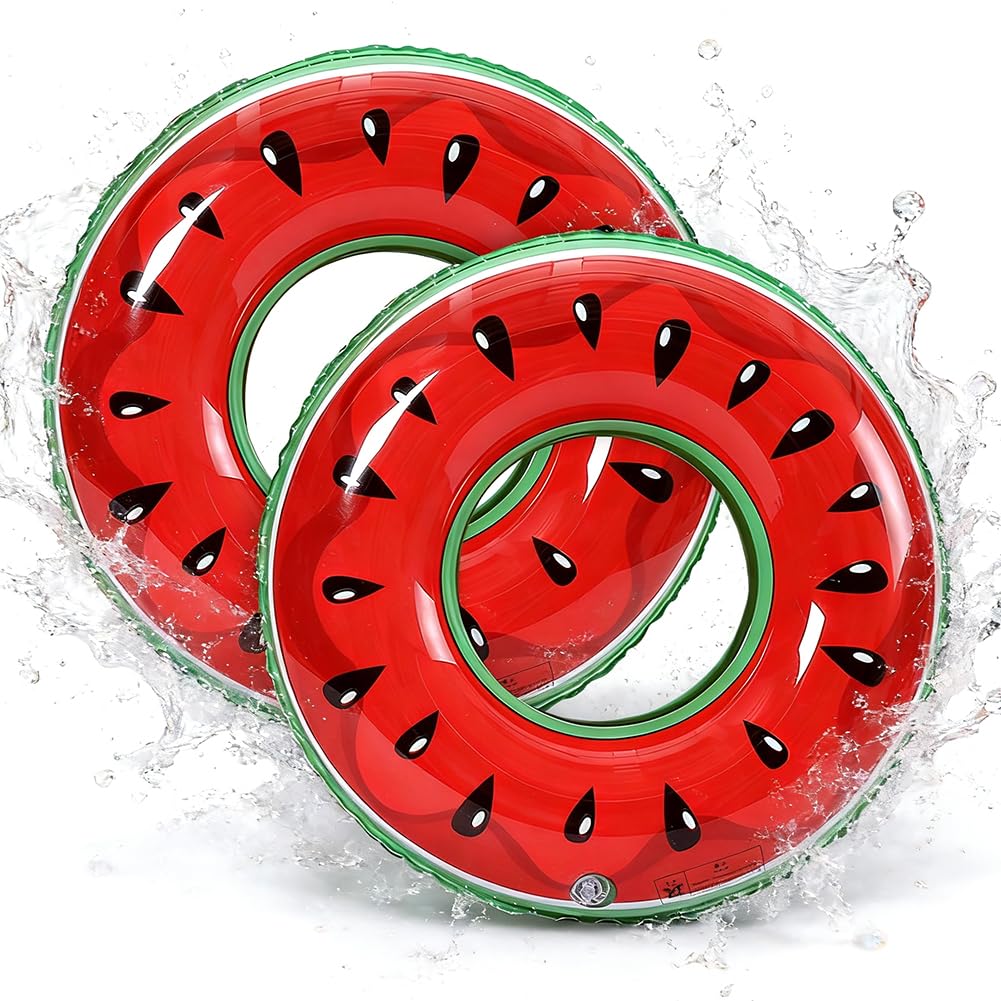 Watermelon Pool Floats, Inflatable Swim Rings, Fun Inflatable Swimming Rings with Realistic Fruit Design With Pump, Watermelon Swimming Tube Water Fun Beach Pool Toys for Summer Party