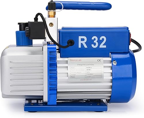 stonylab Bomba de vacío, bomba de aceite de vacío de paletas rotativas de dos etapas con función R32 a prueba de explosiones, vacío definitivo de