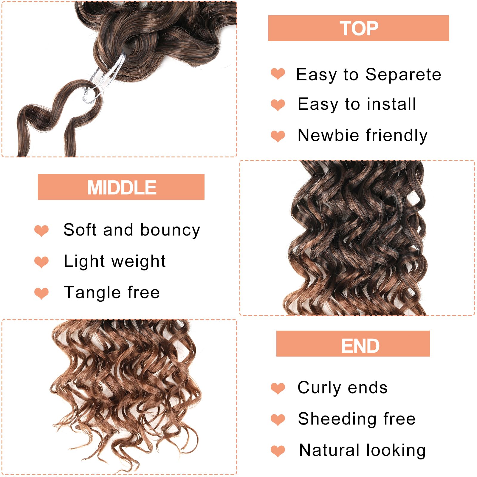 Mscat GoGo Curl Crochet Hair, 10 Inch Short Curly Synthetic Braiding Hair Extensions, 8 Packs, Beach Curl, Water Wave - Image 3