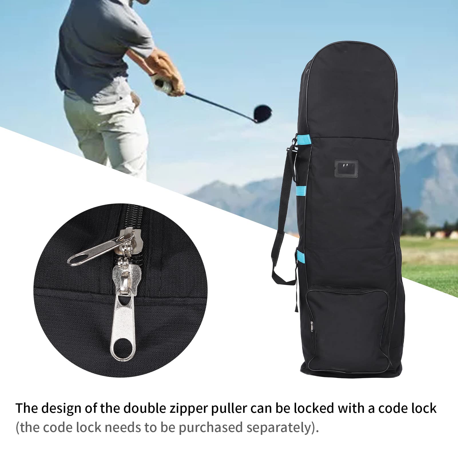 Sac de Voyage de Golf avec Roulettes 600D Oxford Pliable Aviation Bag Club Case