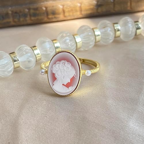 Miniatura 3 de Anillo clásico de camafeo vintage en plata de ley 925, anillos de camafeos de ágata victoriana ajustables para mujer