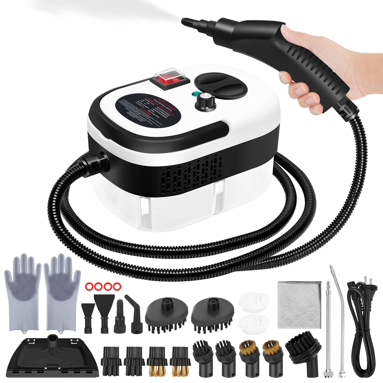 6 Level Adjustable Handheld Steam Cleaner for Home 15s Heat-Up Pressurized Steamer for Cleaning 1 29 Quarts Tank