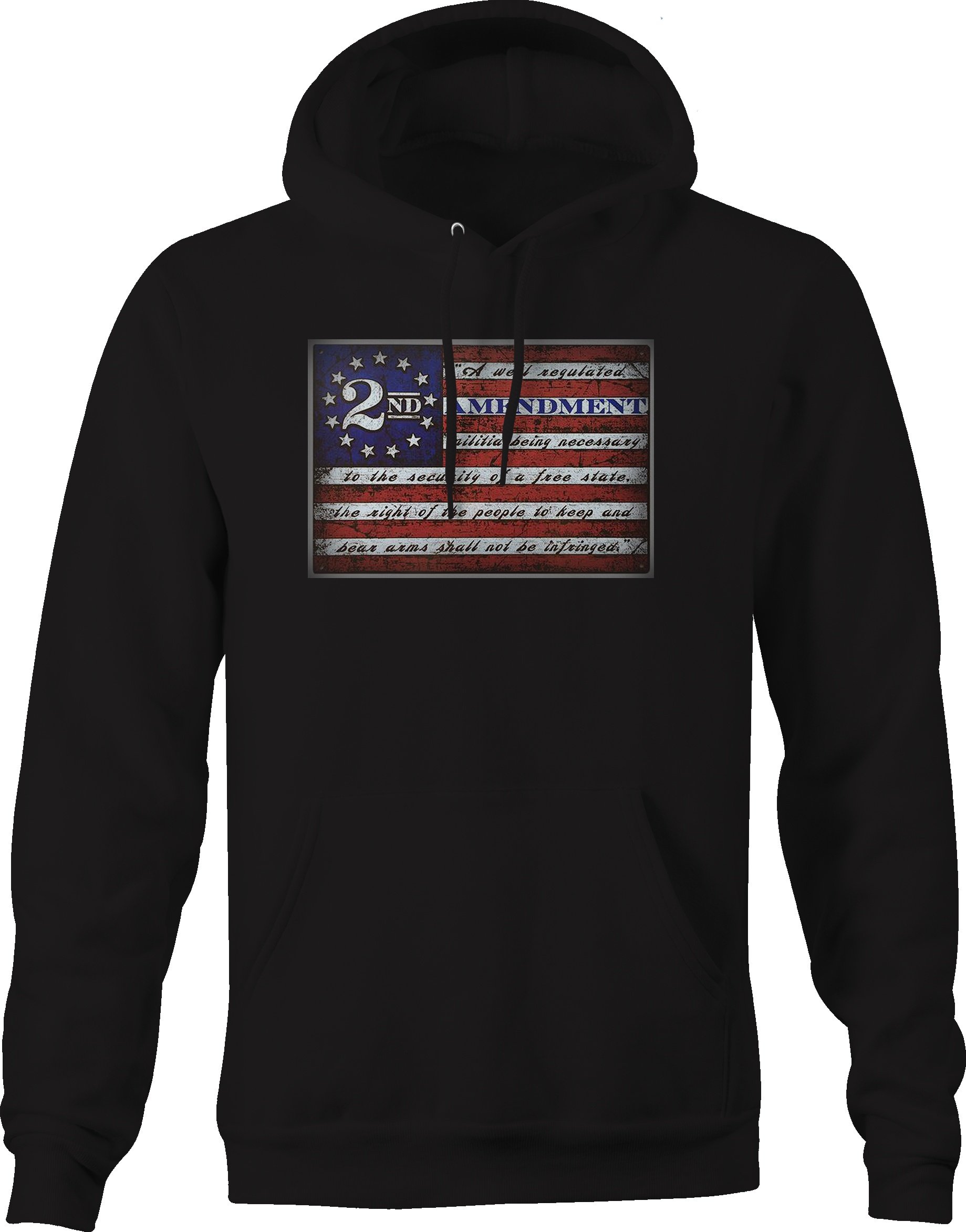 Bold Imprints 2nd Amendment American Flag NRA Gun Rights Graphic Hoodie for Men Jet Black
