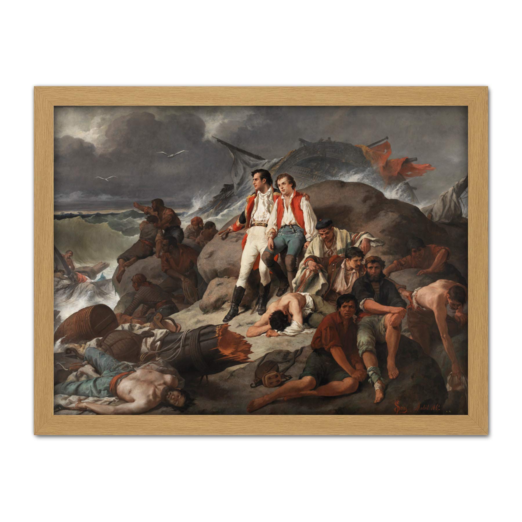 Fine Art Prints Cabot Battle Trafalgar Episode Shipwreck Painting Large Framed Poster Wall Decor 18x24 in