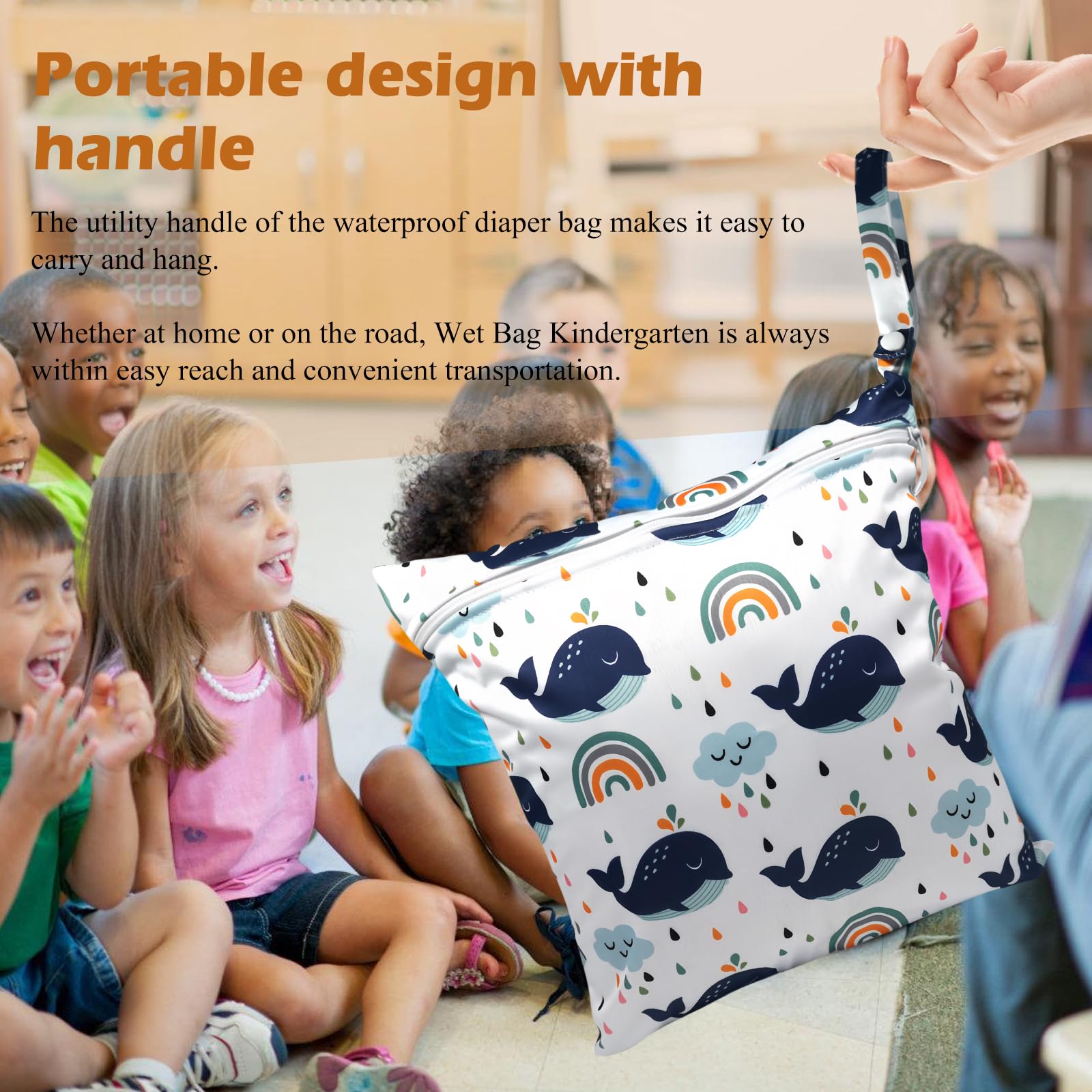 Sac à Couche Imperméable 4 Pièces Wetbag Fermeture Eclair Réutilisable Bébé Plage Piscine