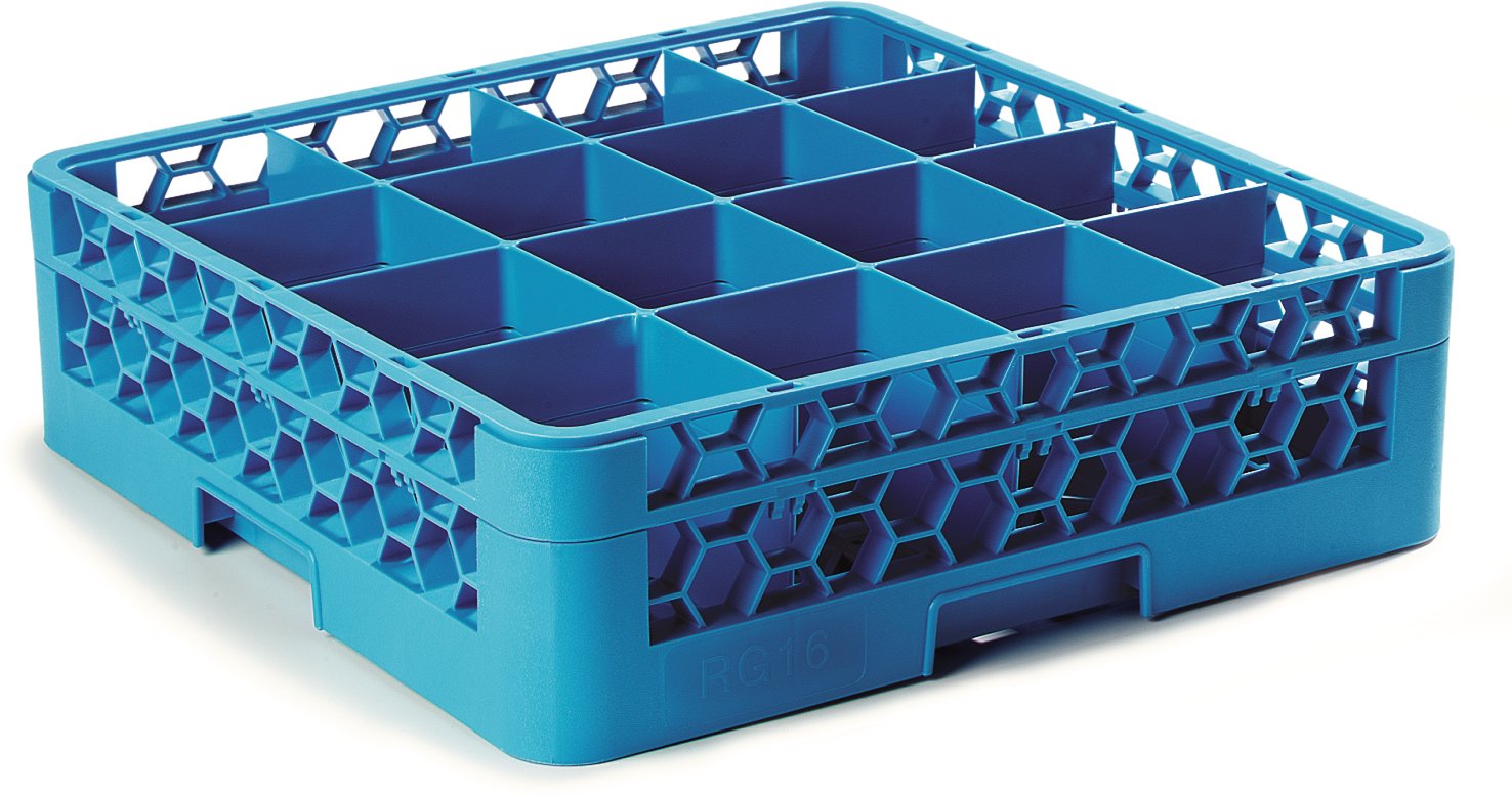 Carlisle FoodService Products Opticlean Glass Rack 16 Compartments with 1 Extender for Kitchens and Restaurants, Plastic, 19.875 x 19.875 x 5.5 Inches, Carlisle Blue - Image 8