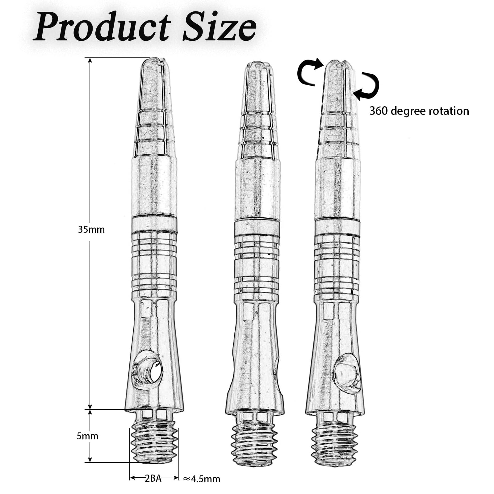 Yetaha 3 vástagos de dardo, vástago de aleación de aluminio, eje de drat de 40 mm, dardos profesionales, ejes deportivos, tallos de metal, accesorios de práctica