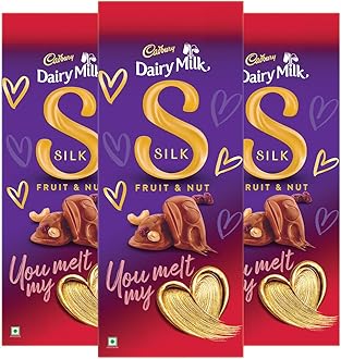 Dairy Milk Silk Fruit and Nut Valentine's Gift Pack Chocolate Bar, 129 g (Pack of 3)