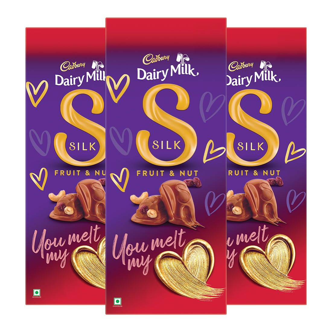 Dairy Milk Silk Fruit and Nut Chocolate Bar, 129 gm (Pack of 3).