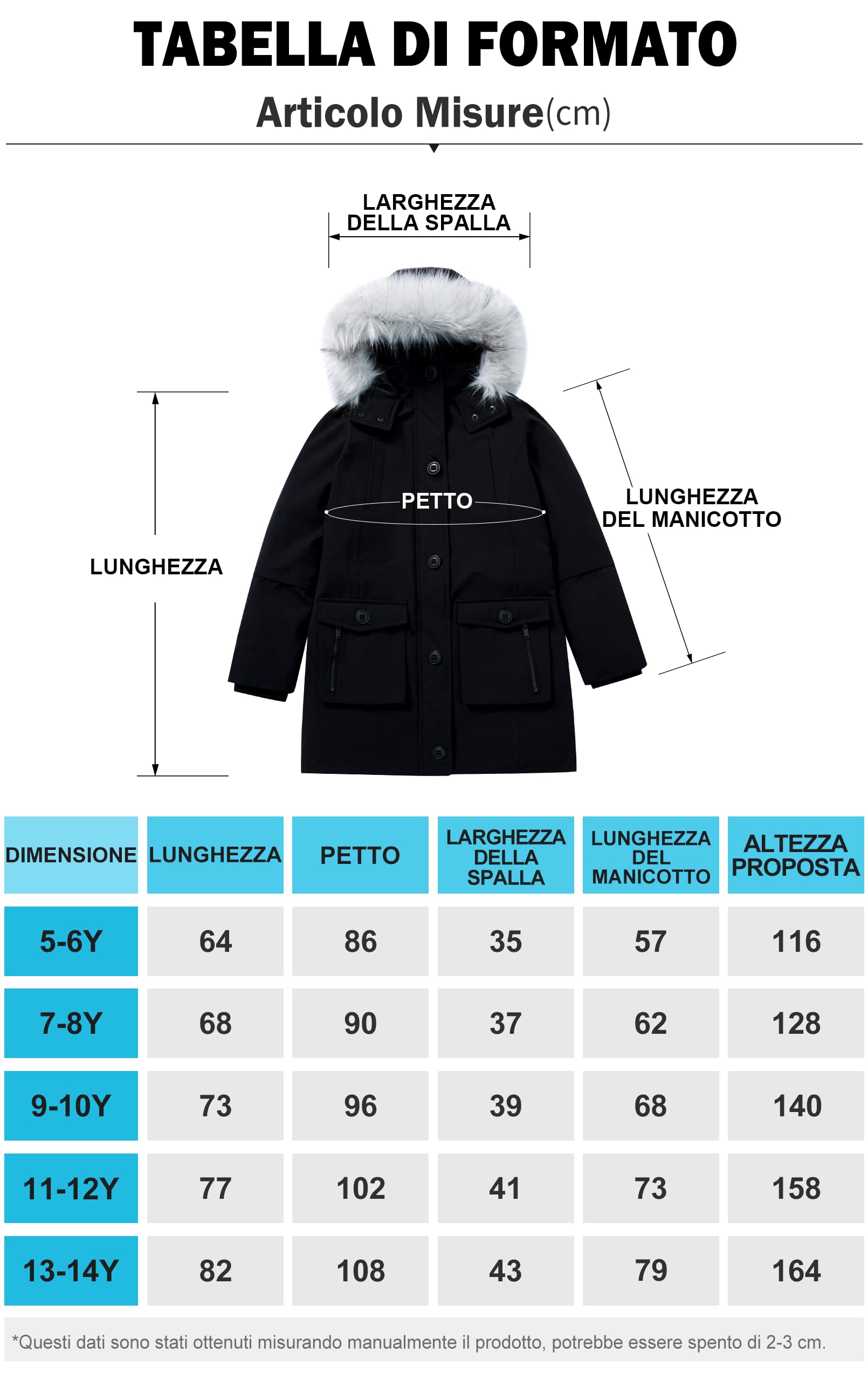 maoo garden Piumino Pesante Imbottita Inverno Cappotto Bambina e Ragazza Pelliccia sul Cappuccio Resistente all'acqua