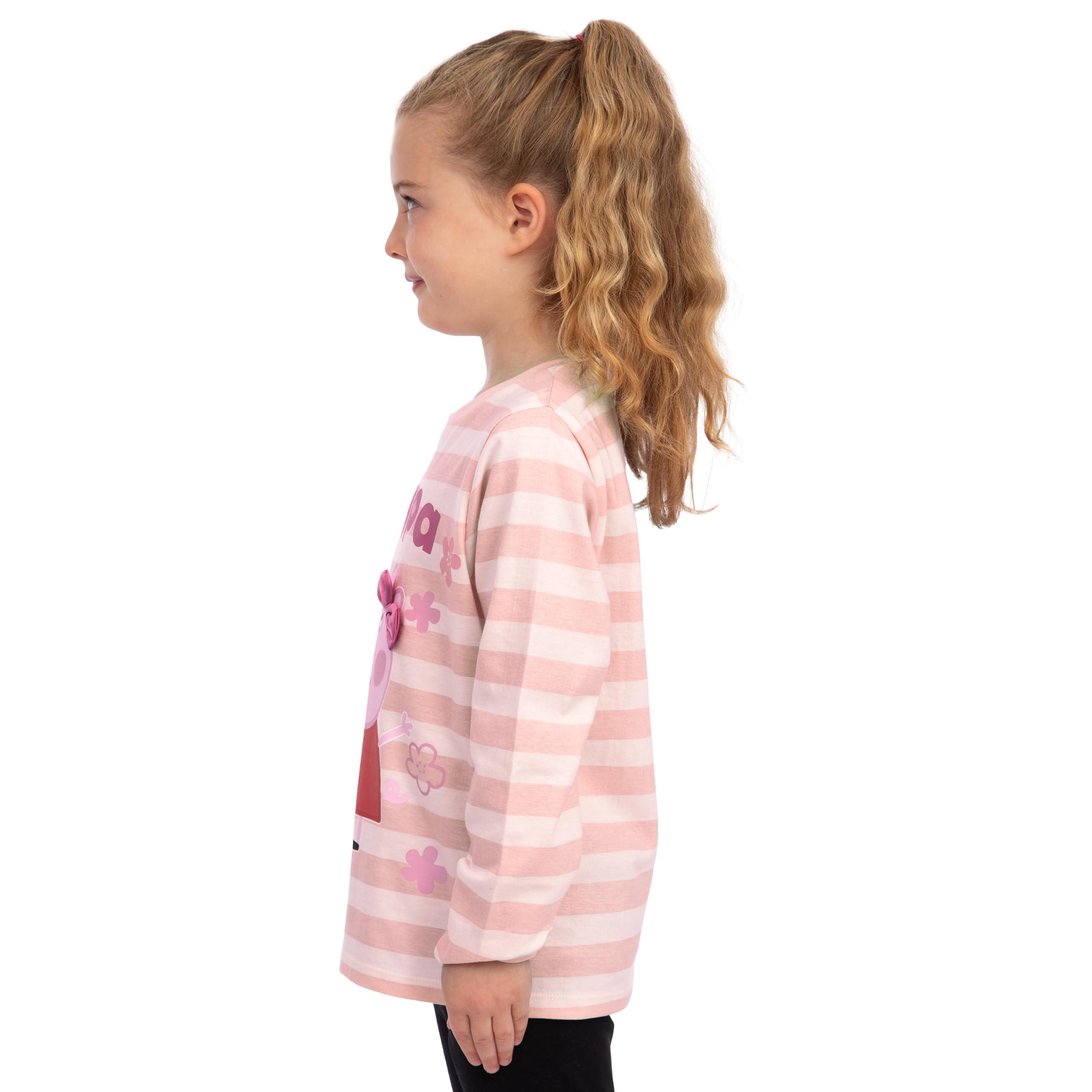 Peppa Pig Maglietta Manica Lunga con Fiocco 3D, Maglia Bambina Adorabile, Maglietta Maniche Lunghe da 18 Mesi a 8 Anni