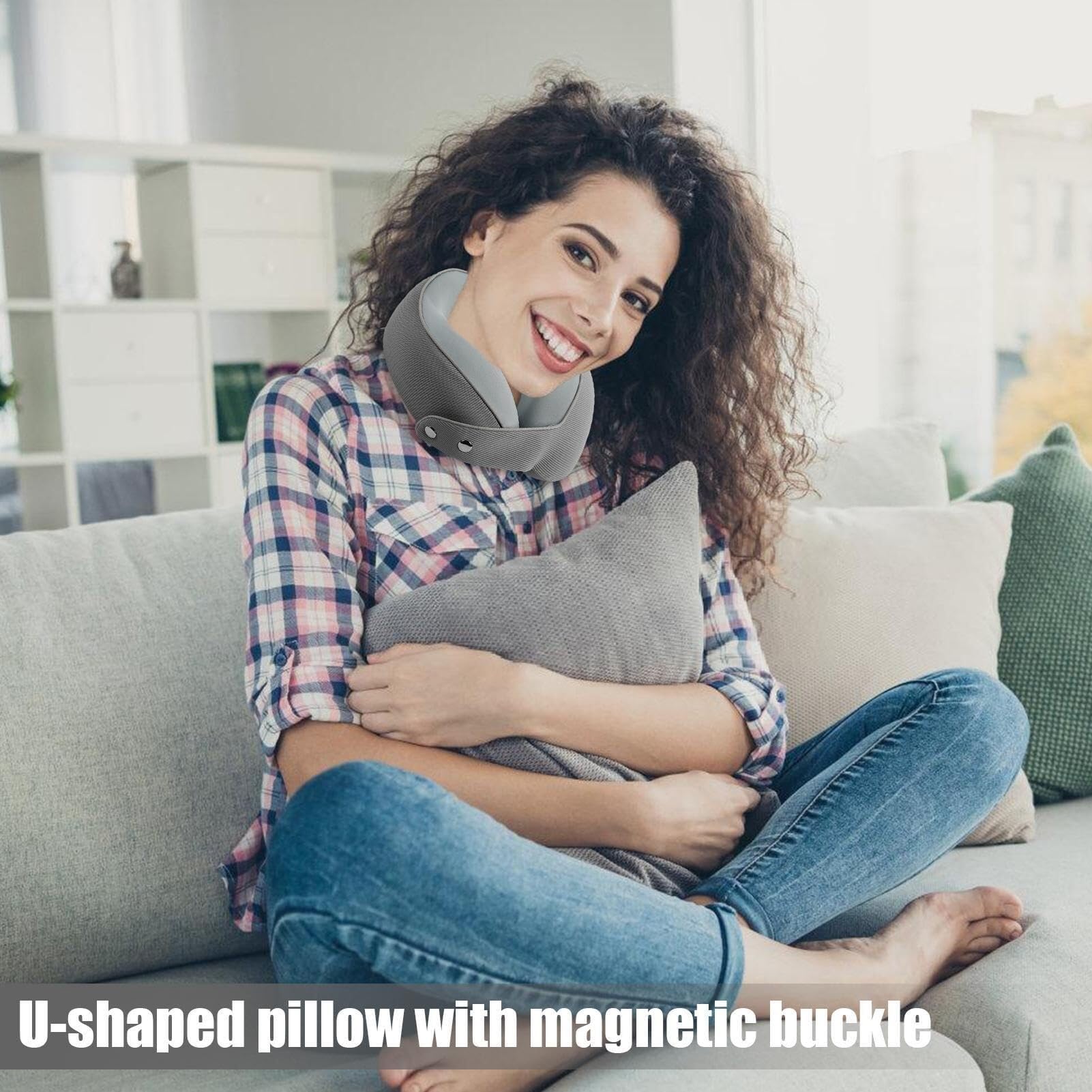 Poduszka Podróżna Poduszka Podróżna Z Pianki Memory Foam, Regulowana, W Kształcie Litery U, Do Samolotu I Samochodu Poduszka na Kark(Grey)