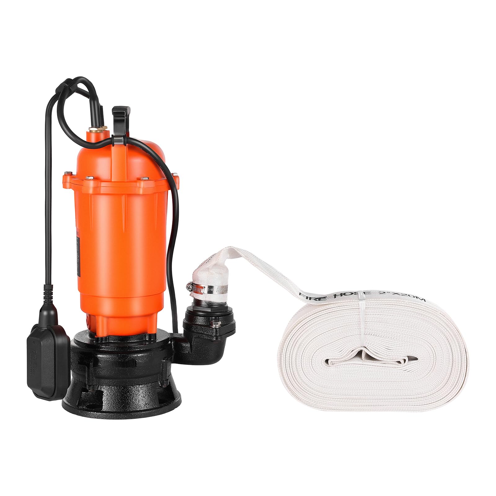 VEVOR Pompa Sommergibile per Acqua Sporca da 1500 W, 22800 L/H, in Ghisa con Interruttore a Galleggiante Automatico, Sollevamento Massimo 18 m, Scarico di Acqua Pulita, per Piscine, Giardino