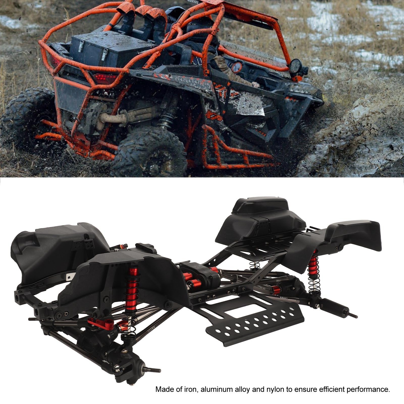 AMONIDA Wysokowydajna Rama Podwozia Samochodu Gąsienicowego RC z Rozstawem Osi 313 Mm i 4 Amortyzatorami do Pojazdów AXIAL SCX10 1/10