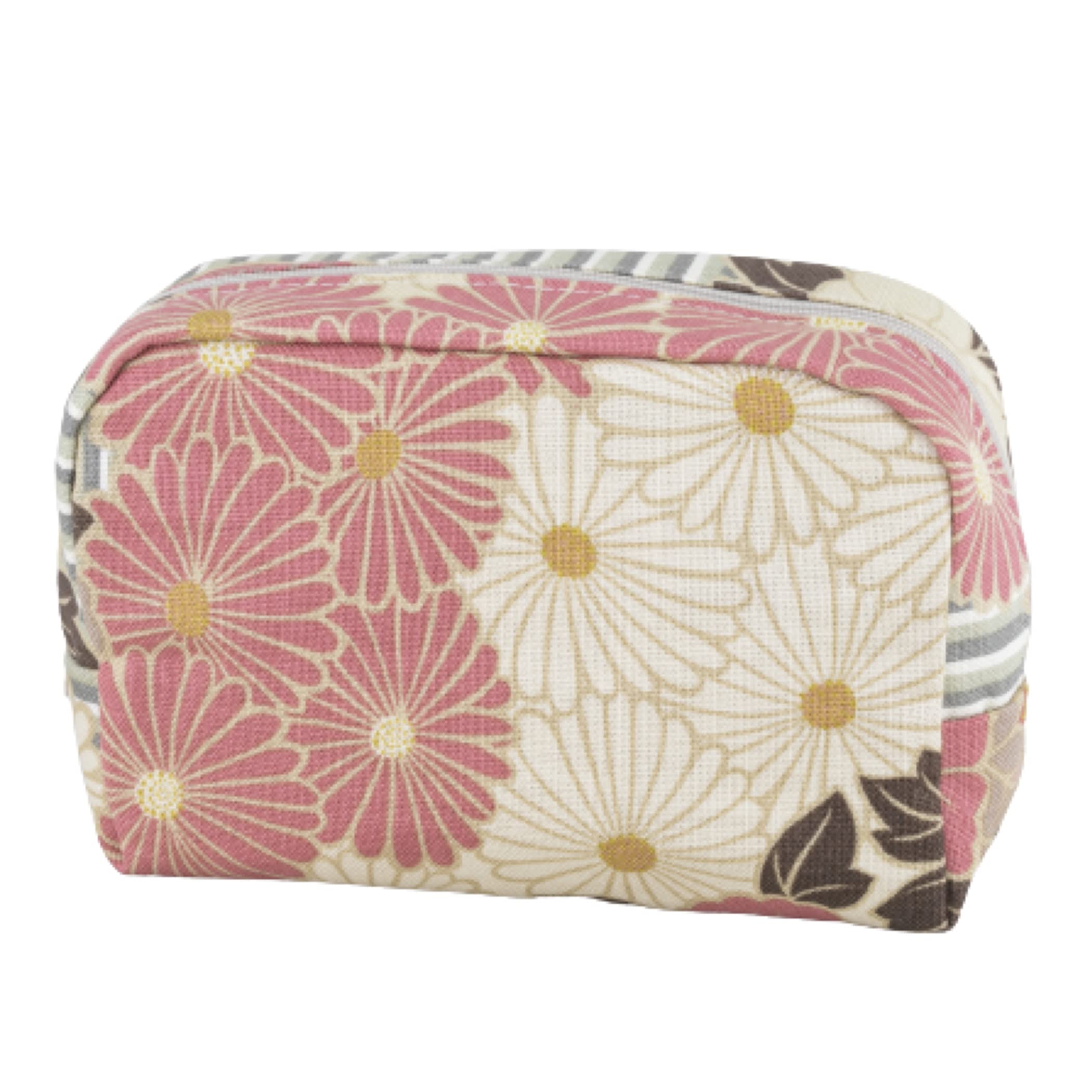 Retro Flower Noren Pouch – Pink & Beige