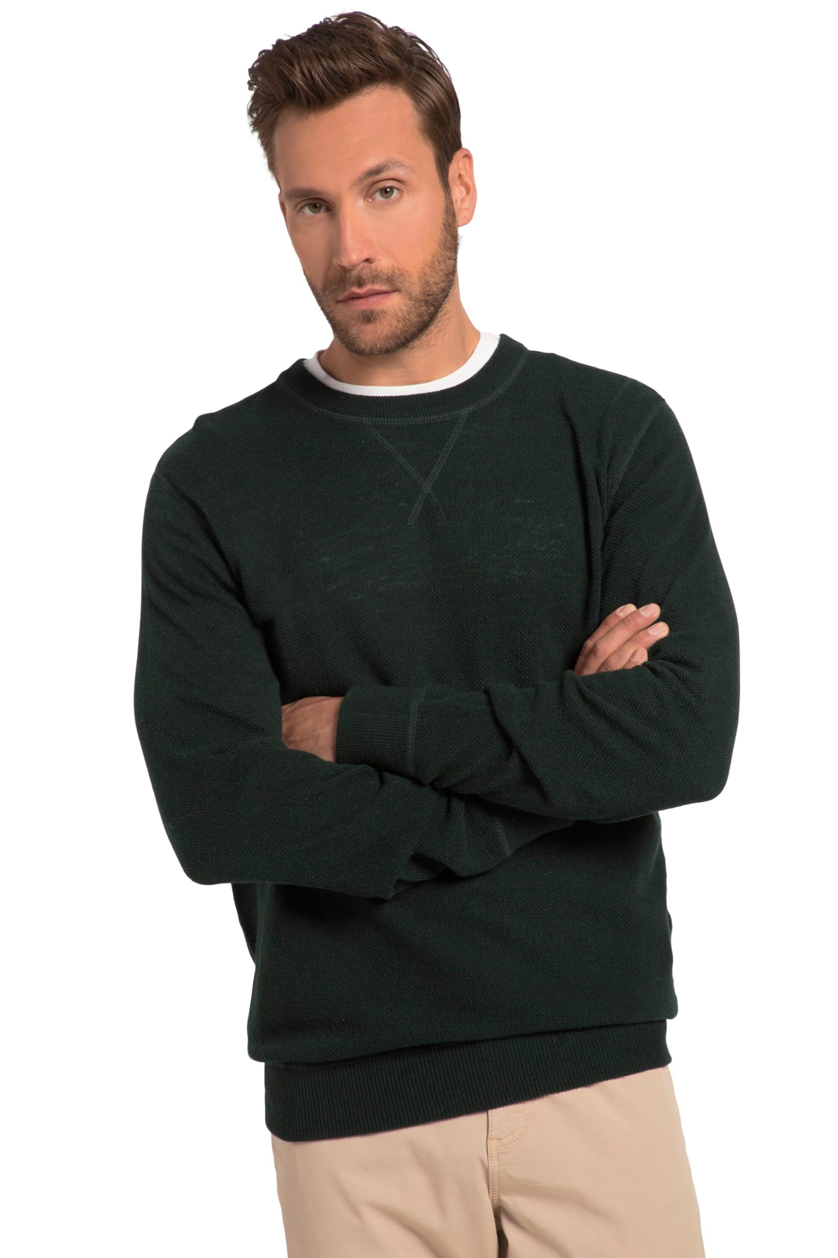JP 1880 Herren große Größen Übergrößen Menswear L-8XL Pullover, Wollmix, Rundhals mit Details, bis 8 XL 820630