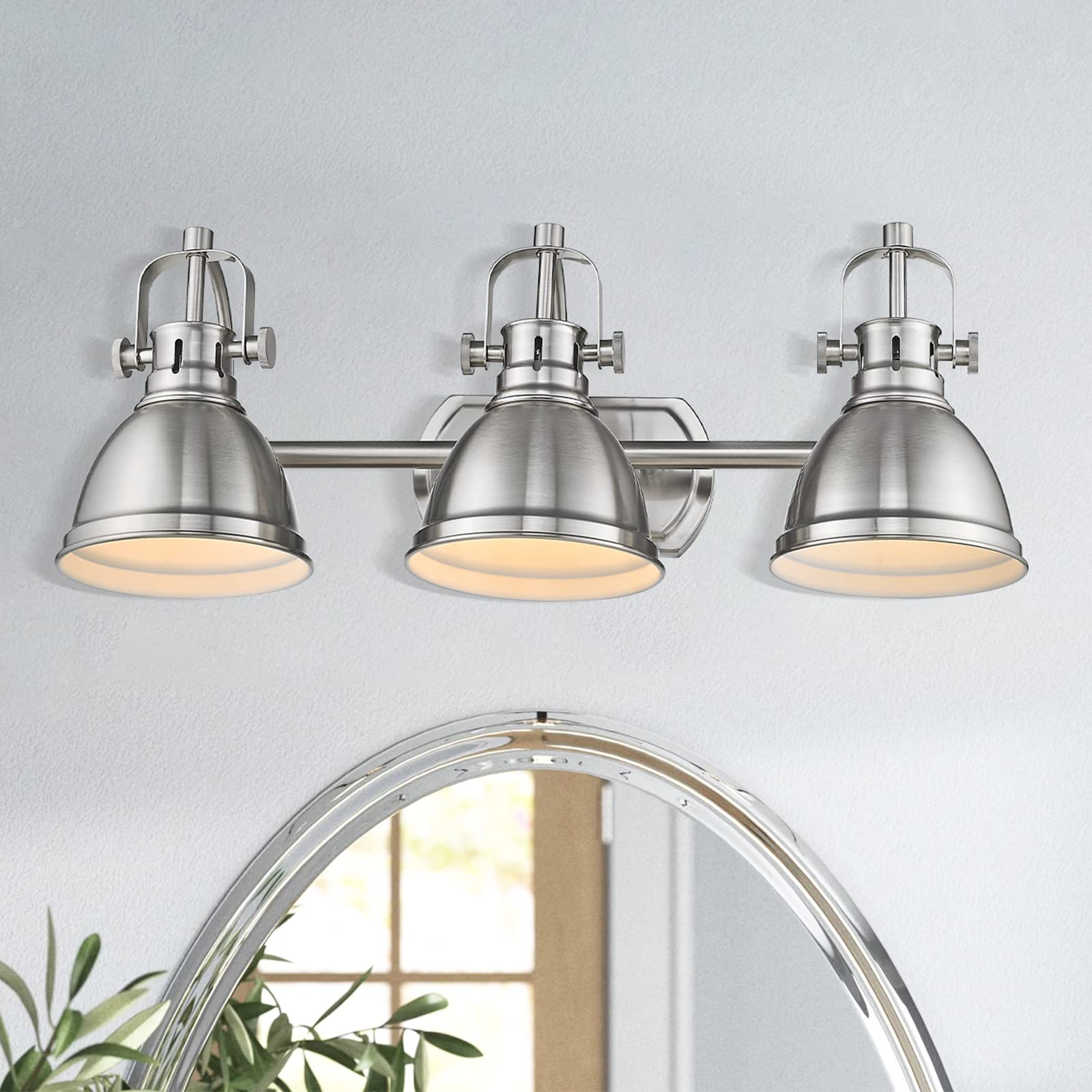 Emliviar 2 Pack Bathroom Vanity Light Fixtures, Modern 3-Light Bath Wall Light with Metal Shade, Brushed Nickel Finish, 4054S-2PK