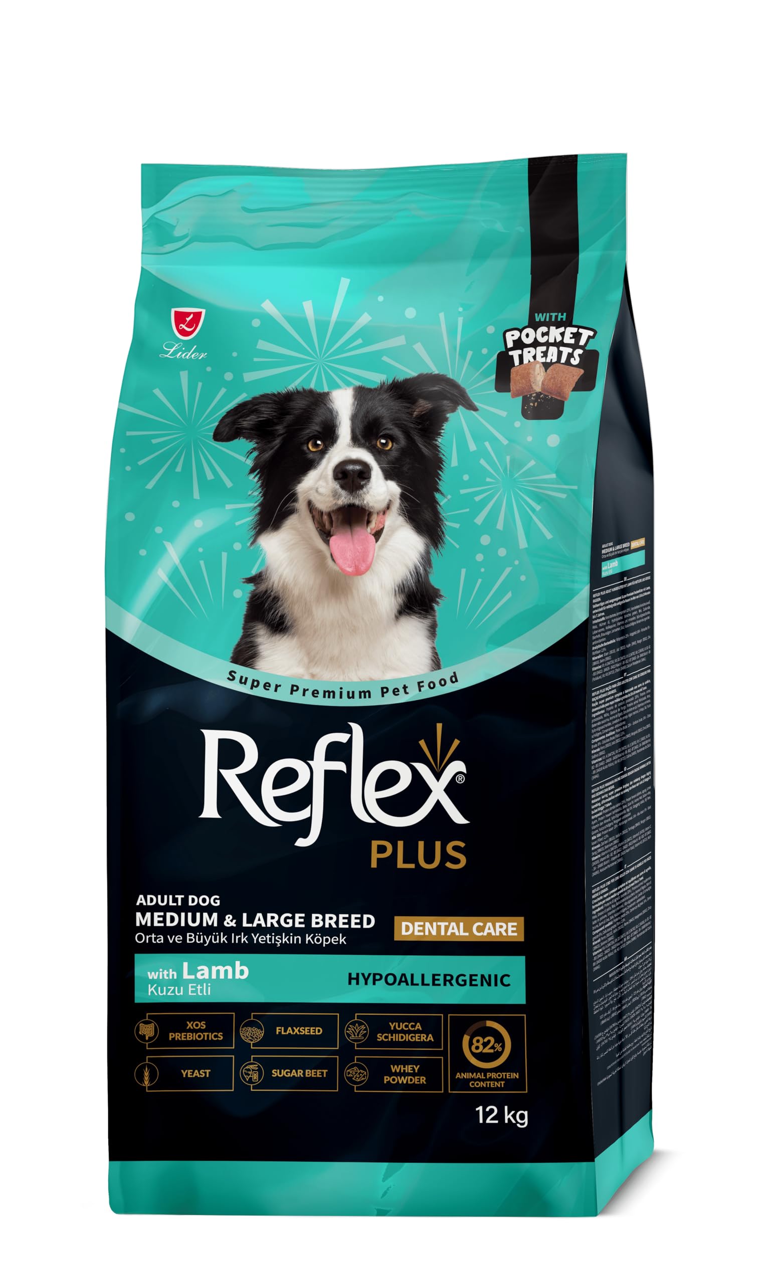 Reflex Plus Pocket Treats İlaveli Orta ve Büyük Irk Dental Care Köpek Maması 12 kg