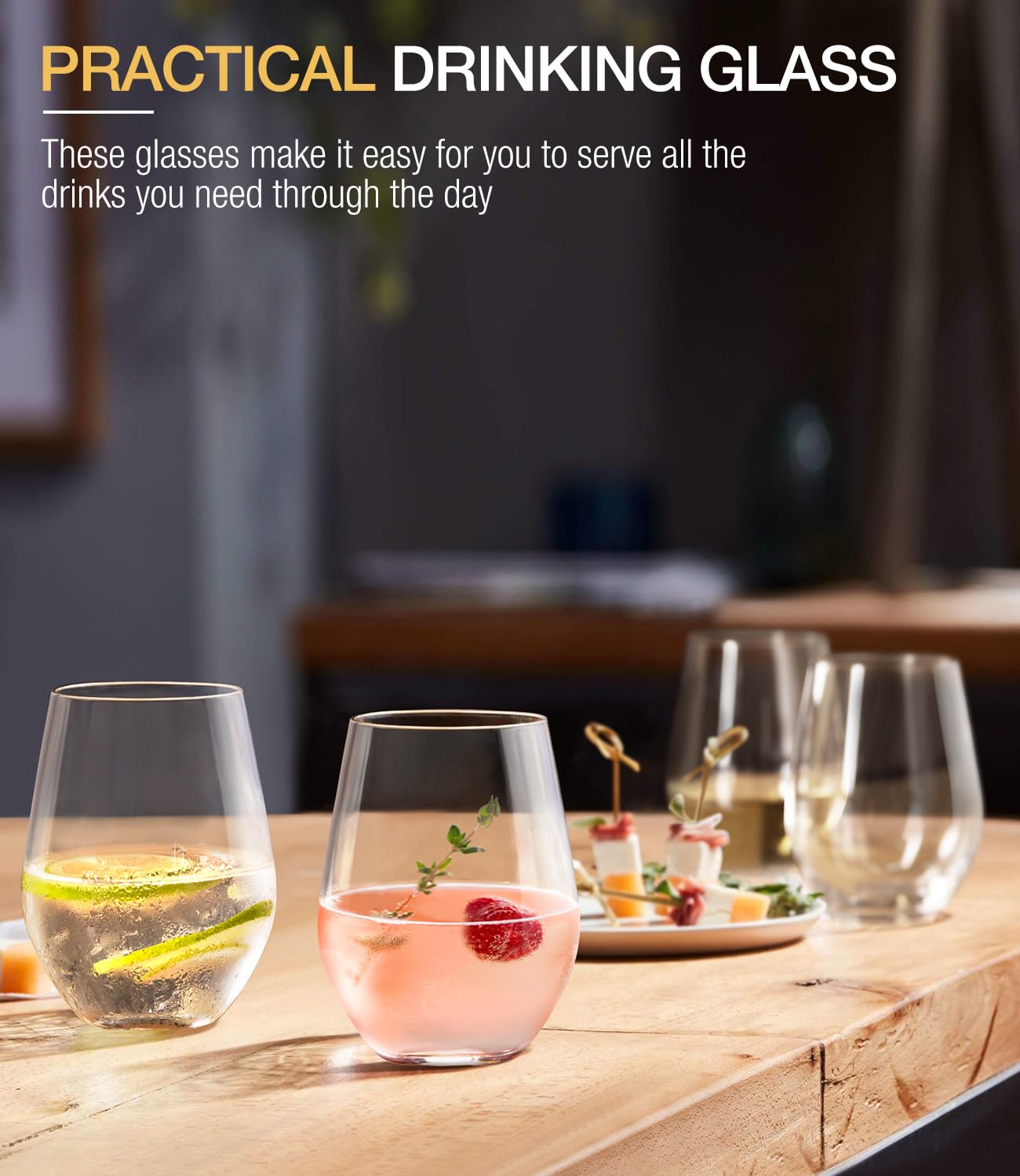 Juego de 6 copas de vino de plástico irrompibles sin tallo, copa de vino de plástico Tritan sin BPA, copa de vino reutilizable para uso al aire libre, piscina, fiesta, campamento, 16 onzas,