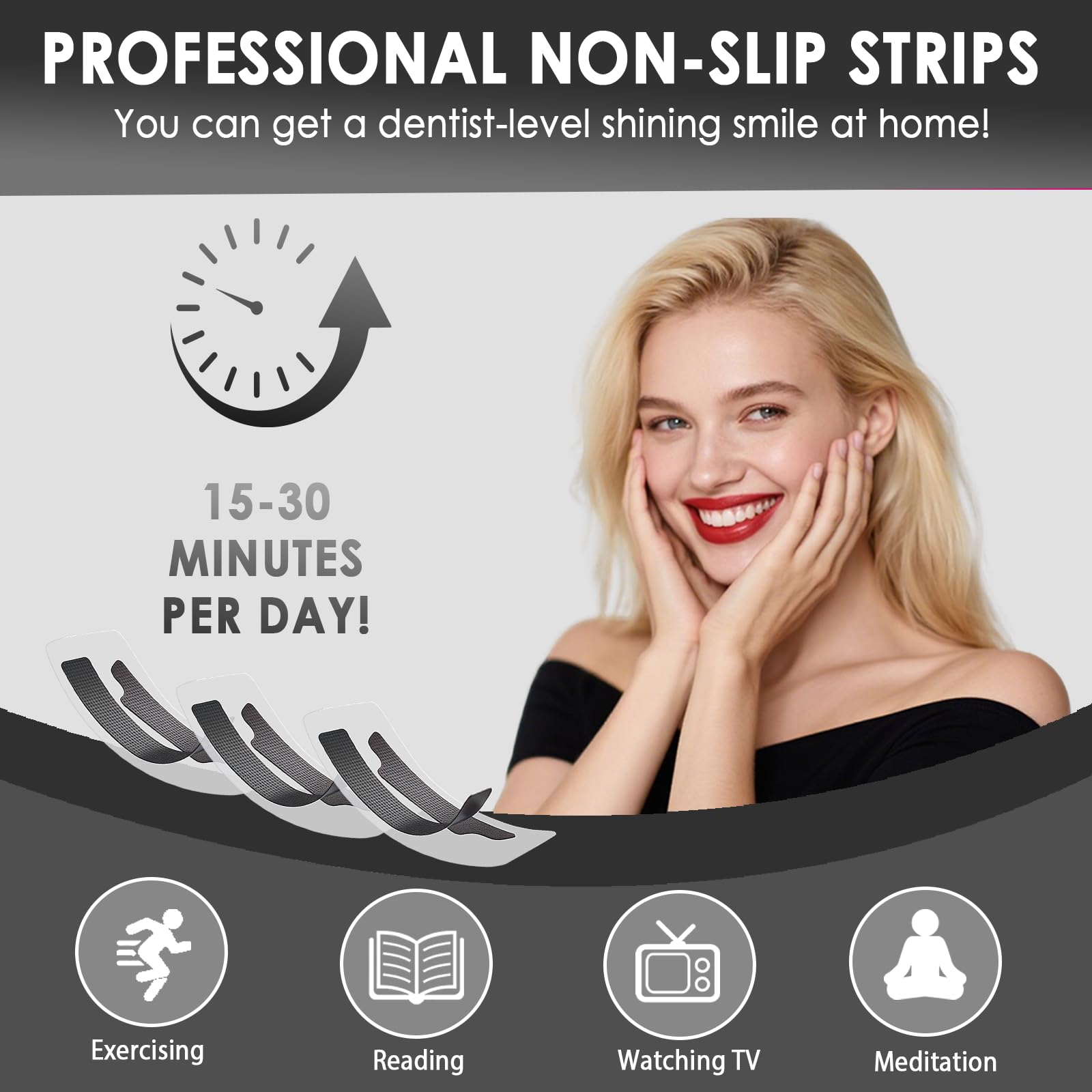 Strisce sbiancanti denti 28 applicazioni,di bambù del carbone di legna sbiancamento dei denti strisce,Sbiancamento Senza Danni,Teeth Whitening Strips, pulizia