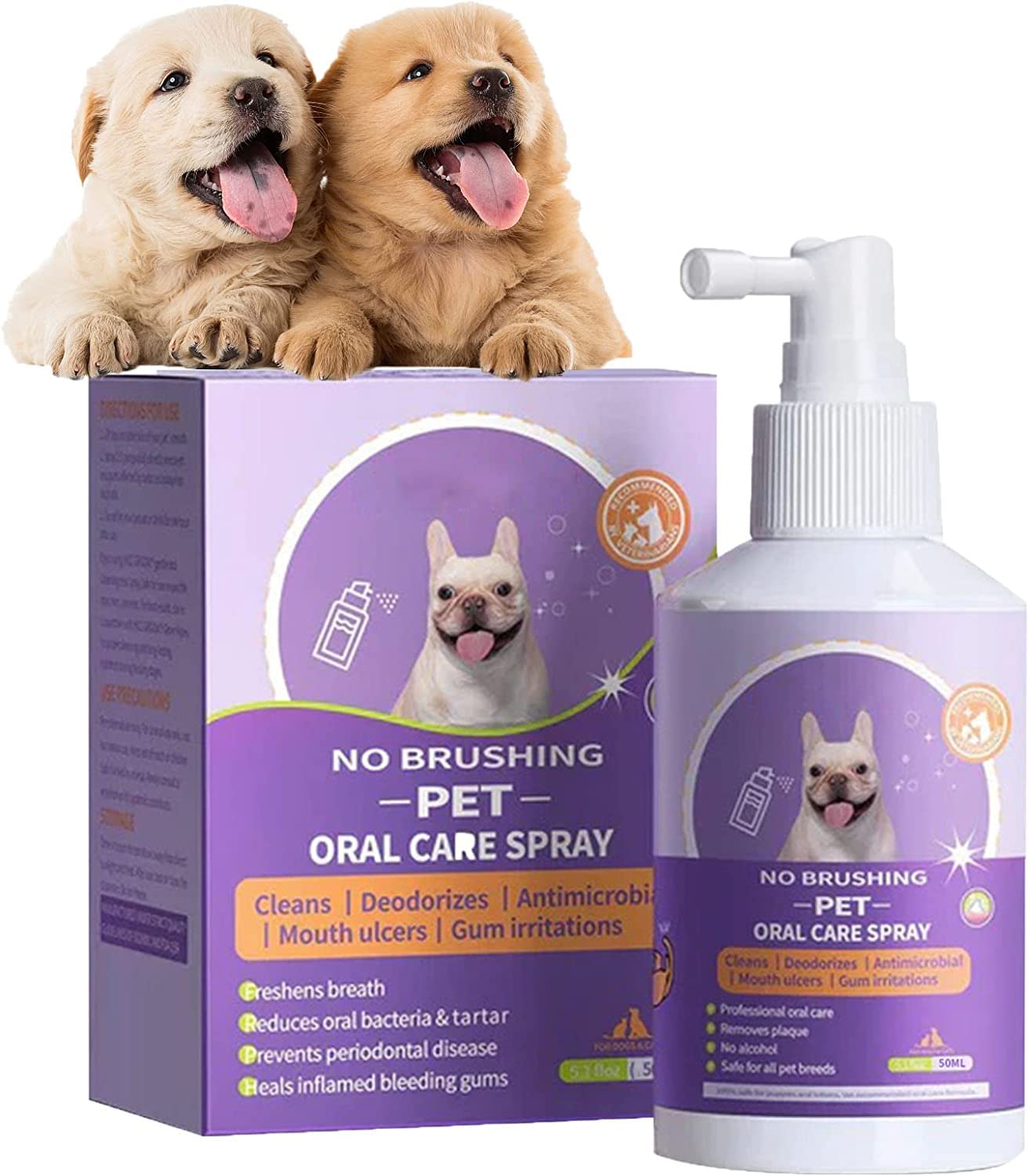 Teeth Cleaning Spray for Dogs & Cats,Pet Oral Spray Clean Teeth,Pet Breath Freshener Spray Care Cleaner,Eliminate Bad Breath, Targets Tartar & Plaque (1 Pcs)