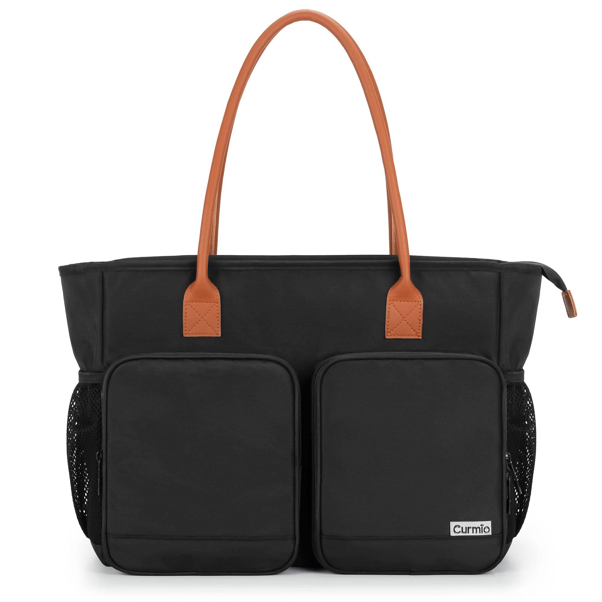 CURMIO Borsa da infermiera, borsa medica portatile con tracolla e custodia imbottita per computer portatile, per lavoro infermieristico, visite a casa, servizio sanitario, nero (solo borsa)