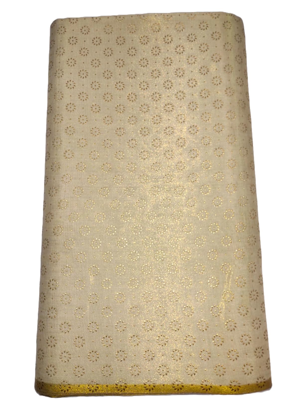 Blouse Material, Light Gold Color with Glitter Floral Pattern-image-42