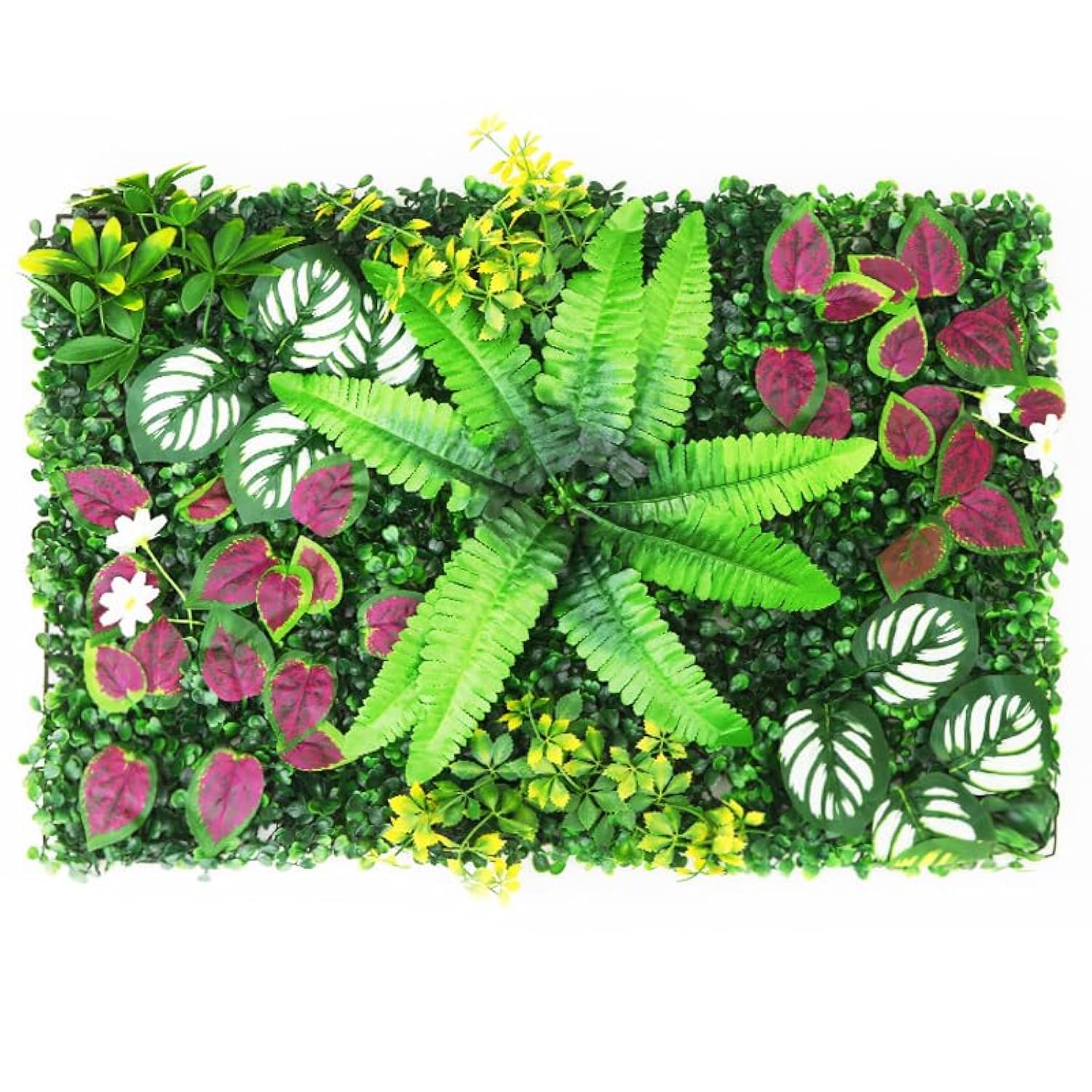KAMEIOU Pannello da parete con piante verdi artificiali, 40,6 x 61 cm, con fiori d'erba, siepe di bosso per esterni, recinzione per privacy, fiori finti, decorazione da parete, per esterni e interni