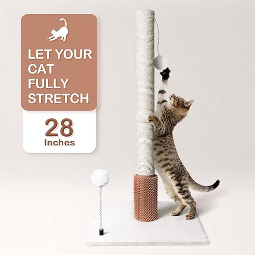 Miniatura 2 de LIOOPET - Poste de gato para gatos de interior 28 pulgadas de alto rascador vertical para gatos grandes y resistentes rascador vertical para gatos