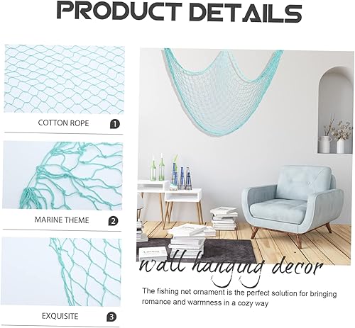 Miniatura 5 de Amosfun Decor 4 Pcs Fishnet Party Decorations Manual Cotton Rope Photo Seaside Fishing Net