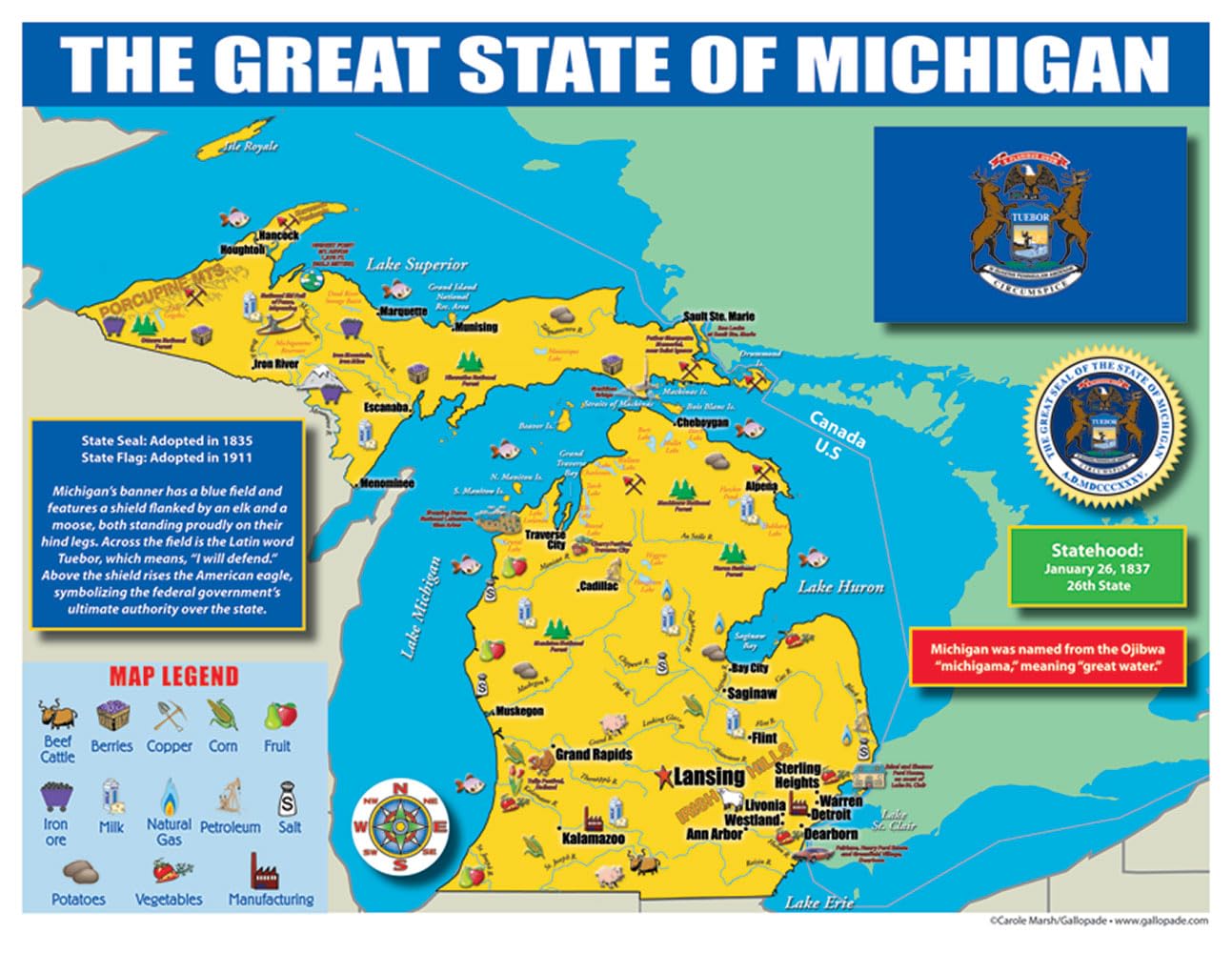 Gallopade Publishing Group Michigan State Map for Students - Pack of 30 (9780635106490)