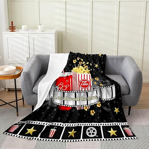 Manta con temática de cine para todas las estaciones, manta de cama, póster de cine, manta de felpa para niños y niñas, manta de franela de