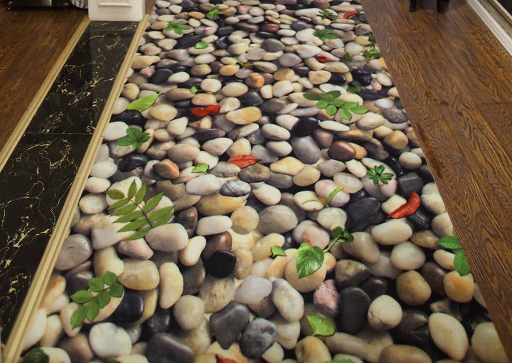 LJF Floor mats- Entrance hall cobblestone 3D three-dimensional printing suede non-slip mat carpet