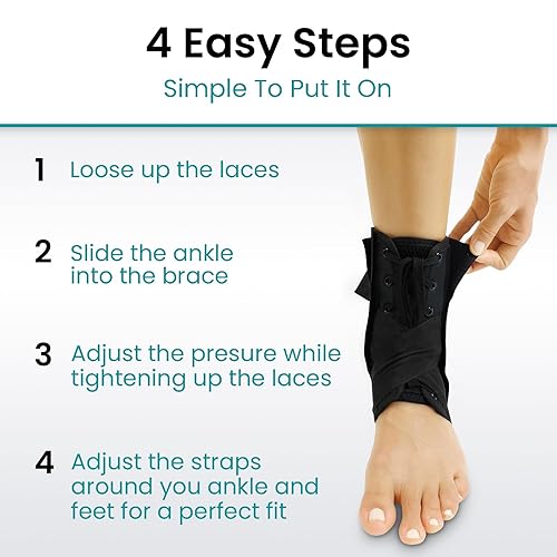 Miniatura 2 de Vive Tobillera con cordones  Hombres y mujeres  Manga de compresión estabilizadora de soporte para pies  Férula ajustable para esguinces  Protector