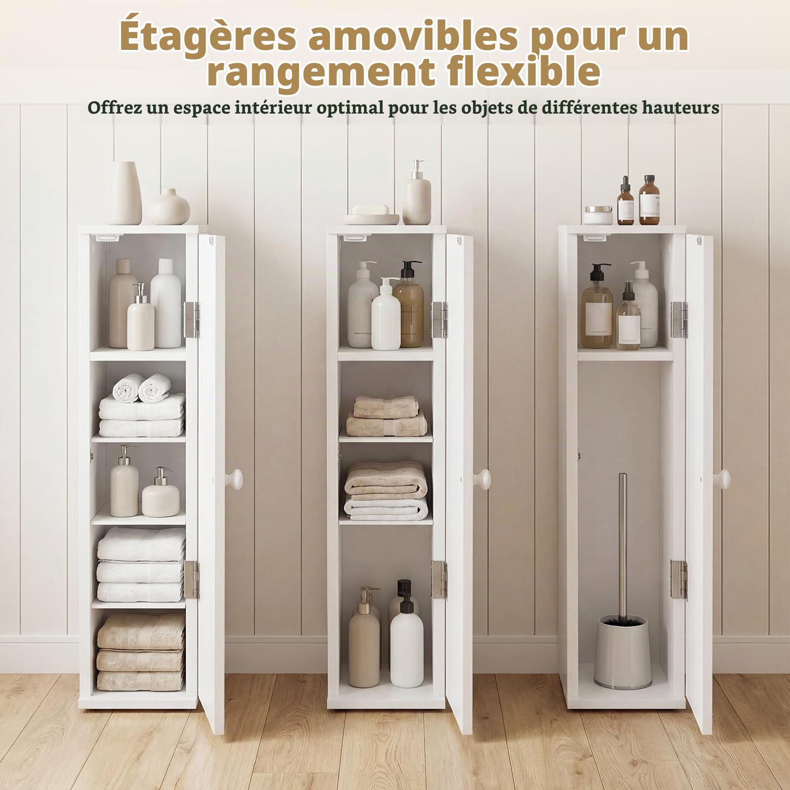 GIANTEX Meuble de salle de bain étroit et haut à 5 niveaux