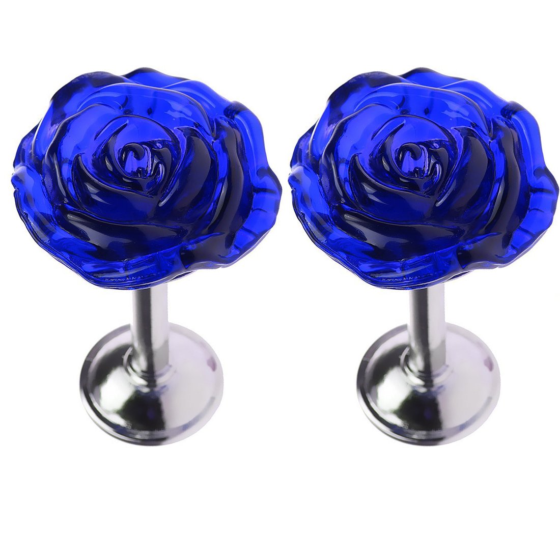 YYC 2Pcs Crystal Rose Flower Medallion Drapery Holdbacks Curtain Wall Hooks Curtain Rod (Sapphire Blue)