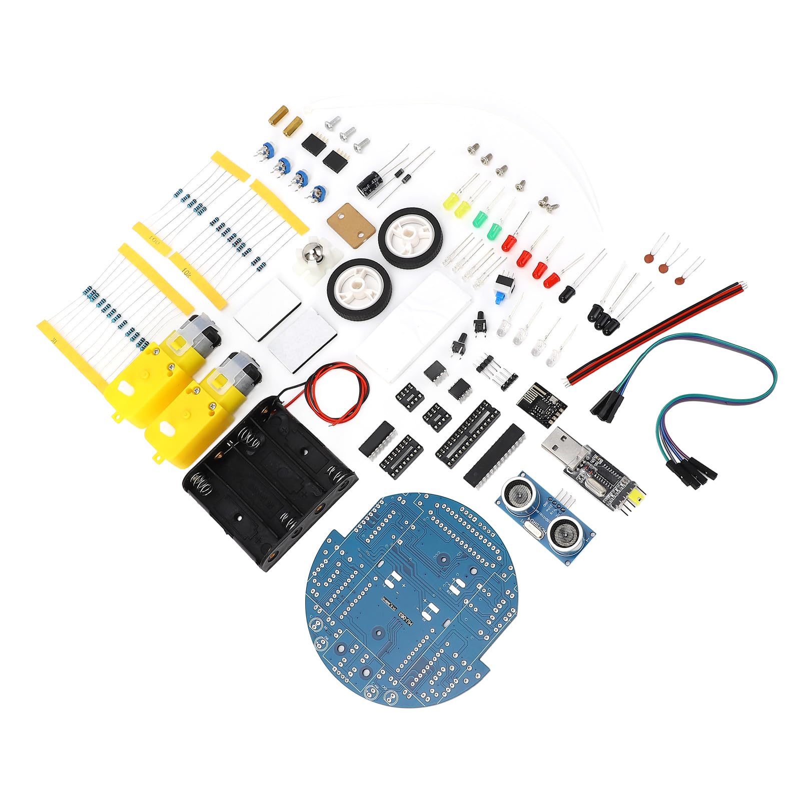 MCU Robot Project Smart Car Kit para programación gráfica - Evitación de obstáculos ultrasónicos y Control Bluetooth - Seguimiento por Infrarrojos y Descarga USB - Incluye Cable