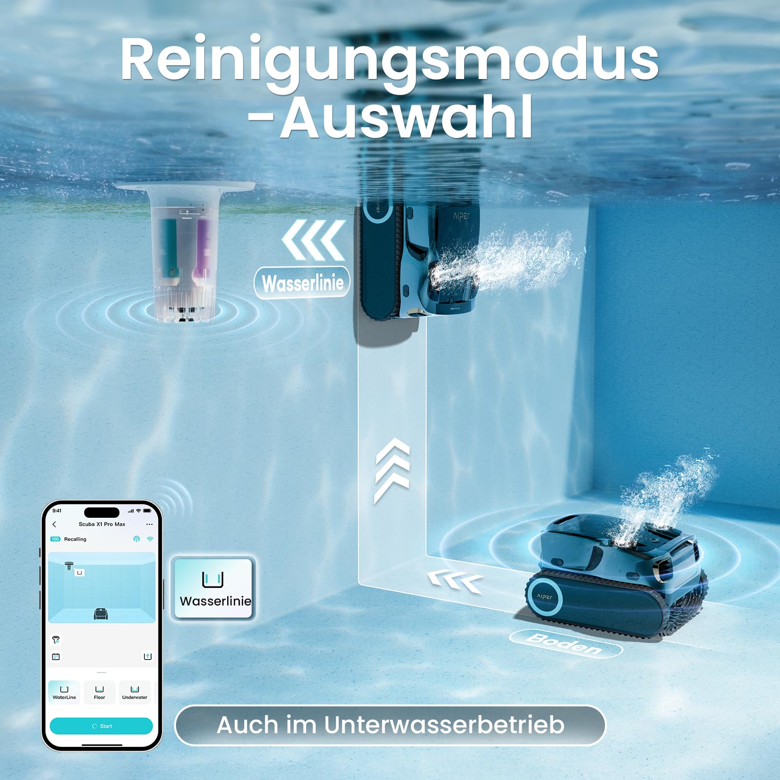 AIPER HydroComm Pro Pool Wassertester Digital – Smart Pool Monitor mit App & Echtzeit-Verbindung zu Poolrobotern, 5-in-1 Wasseranalyse (pH, ORP, EC, TDS, Temperatur)