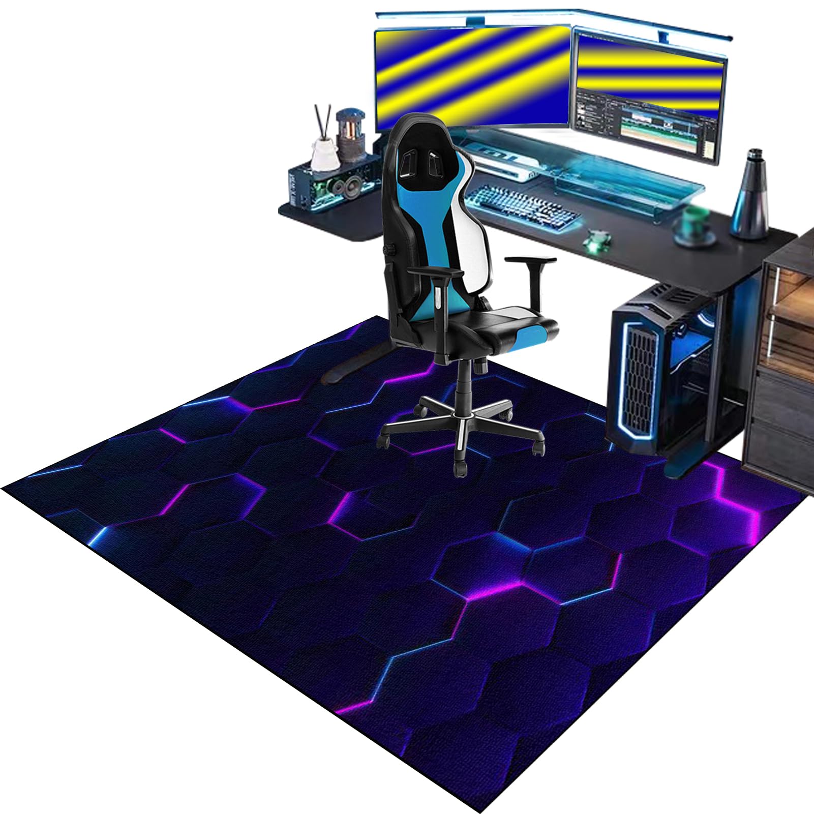 Gaming Chair Mat for Carpet, Rolling Chair Mat, Heavy Duty Office Chair Mats for Carpeted and Hardwood Floor Carpet Protector Chair Mat for Home and Office 140 x 180 cm Floor Mat for Office Chair